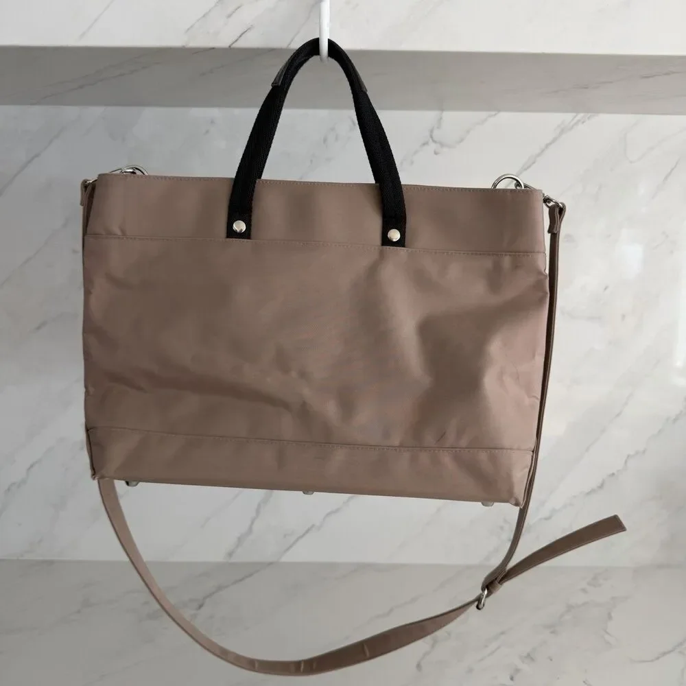 Un Apres Midi de Chien Nylong Satchel Handbag Tan Parisian Chic, Elevated Casual